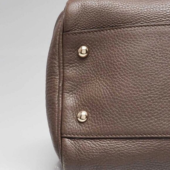 Gucci Grey Pebbled Leather Bamboo Shopper Boston Bag - Picture 6 of 12